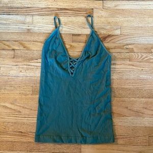 Free People Olive Green Criss Cross Tank